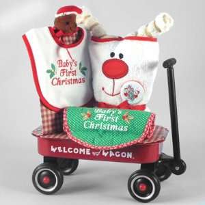   Christmas Gift Set Featuring a Miniature Red Wagon 