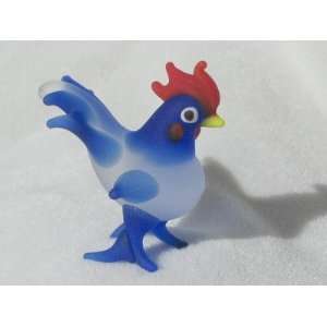   Crystal Figurines Opaque Blue Standing Rooster 