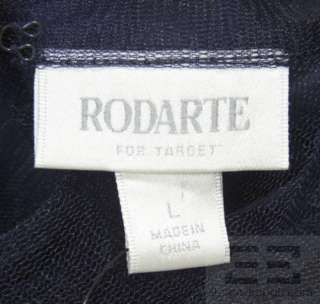 Rodarte For Target Navy Blue Mesh Sheer Tie Neck Top Size L  
