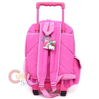   Kitty Large School Roler Bag Rolling Backpack Pink Teddy Bear 4