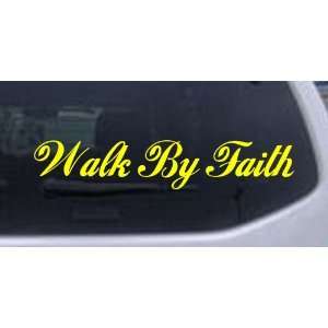 Yellow 24in X 4.5in    Walk By Faith Christian Car Window Wall Laptop 