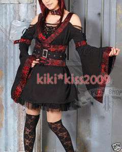 Gothic Lolita Dress Kimono Cosplay Costum Kleider Rot  