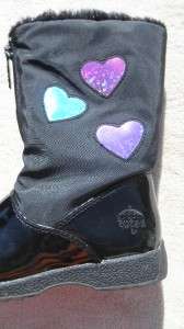 TOTES BLACK HEARTS SNOWBOOTS GIRLS SIZE 12M; GREAT PLAY BOOTS  