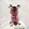 Pink trumpet flower European Charm Fit Bracelet B353  