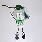 wood marshmallow snowman w tree christmas ornament 5 expedited 