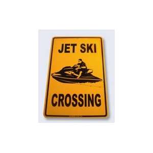 Seaweed Surf Co Jet Ski Crossing Aluminum Sign 18x12 in Yellow 