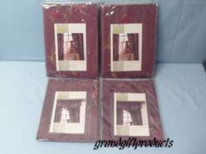 WINDOW PANELS CURTAINS 2 VALANCES WINE EMBROIDERY NEW  