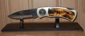MONSTER VIETNAM LOCKBACK FOLDING KNIFE with display stand . sold AS 