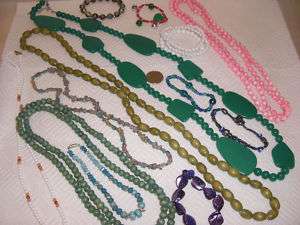 Vintage Jewelry lot Bead Wood Shell Necklaces Bracelet  