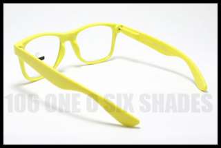   80s RETRO Old School Vintage Clear Lens Glasses YELLOW Frame  