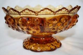 371 Vintage Fenton Amber Glass Hobnail 6 Candle Holder  