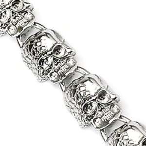  Spikes 316L Stainless Steel Two Faced Skull Bracelet 