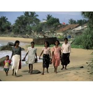  Young Girls Walking on the Beach, Hikkaduwa, Sri Lanka 