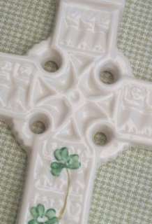 Irish Belleek Celtic Shamrock Wall Cross Made in Ireland  