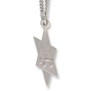 Jewish Jewelry. Sterling Silver Star of David Pendant, Modern Diagonal 