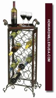   iron wood standing wine rack with tray, 21 bottles 020867551477  