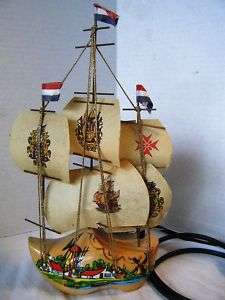 Wooden Shoe Sailing Ship LAMP Holland Sails & Flags 220  