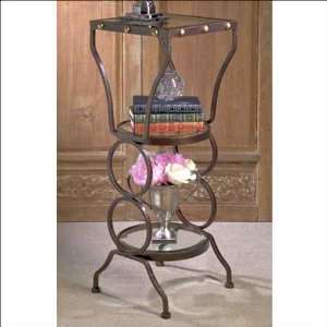 ME2215   Button Hammered 3 Tier Table with Tinted Glass shelves 