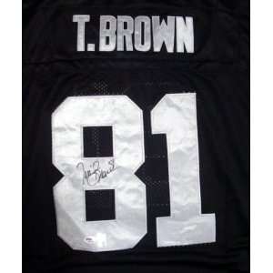  Tim Brown Autographed/Hand Signed Oakland Raiders Black Jersey 