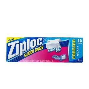  Ziploc Slider Freezer Bag, Quart Size 15 ct (Pack of 6 