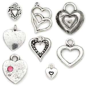  Blue Moon Tokens Metal Charms 5/Pkg Silver Heart   660518 