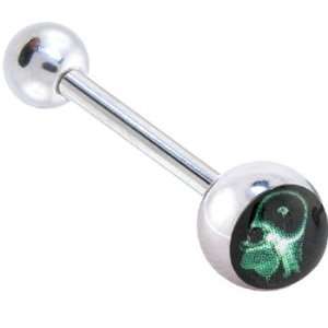  Green Head Xray Logo Barbell Tongue Ring Jewelry