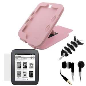 GTMax Pink Leather PU Stand Case + Clear LCD Screen Protector + Stereo 