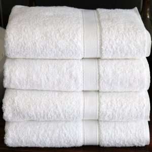 Luxury Hotel / Spa Collection   4 piece White Terry Bath Towel Set 