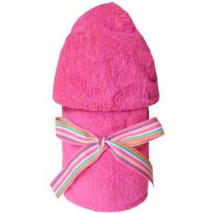   Terry two tone pink kids hooded towel   ribbon & roll
