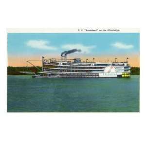   Steamer on the Mississippi River Travel Premium Poster Print, 18x24