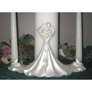  White Faceless Couple Calla Lily Unity Candle Holder 