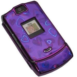  Motorola V3 RAZR Crystal Protective Case Hearts (Purple 