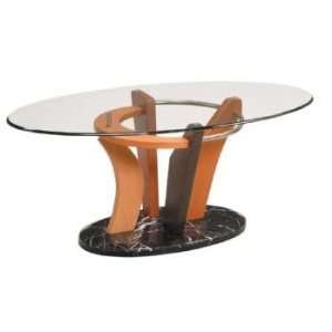  Occassionals Natural Coffee Table with Glass & Metal 