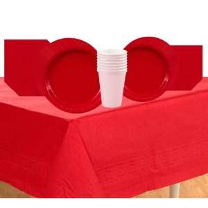  Classic Red (Red) Paper Deluxe Party Supplies Pack Including Plates 