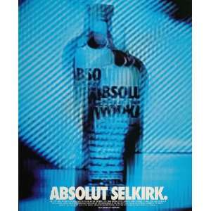  1998 Ad Absolut Selkirk Vodka Bottle Blue Double Image 