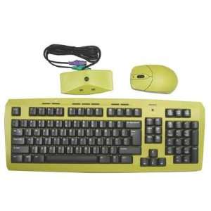 Wireless Multimedia Keyboard and Ball Mouse, Yellow Color 